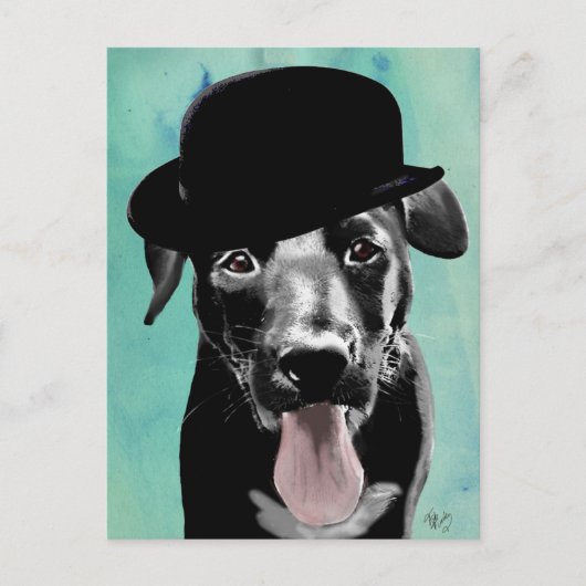 Black Labrador in Bowler Pet Briefkaart (Voorkant)