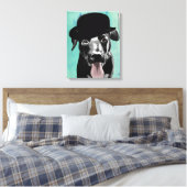 Black Labrador in Bowler Pet Canvas Afdruk (Insitu (Slaapkamer))