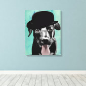 Black Labrador in Bowler Pet Canvas Afdruk (Insitu (Houten vloer))