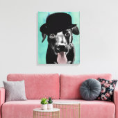 Black Labrador in Bowler Pet Canvas Afdruk (Insitu (Woonkamer))