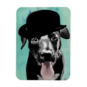 Black Labrador in Bowler Pet Magneet