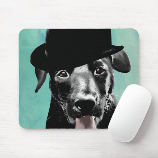Black Labrador in Bowler Pet Muismat (Met muis)