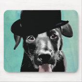 Black Labrador in Bowler Pet Muismat (Voorkant)