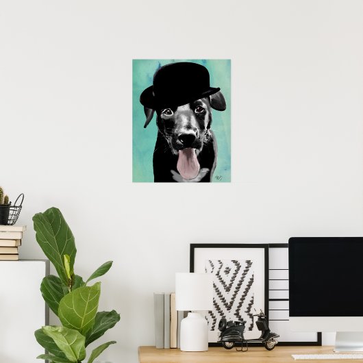 Black Labrador in Bowler Pet Poster (Thuiskantoor)