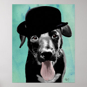 Black Labrador in Bowler Pet Poster