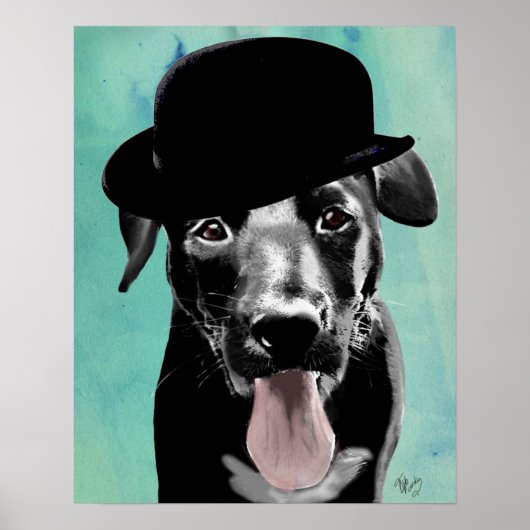 Black Labrador in Bowler Pet Poster (Voorkant)