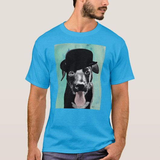 Black Labrador in Bowler Pet T-shirt (Voorkant)