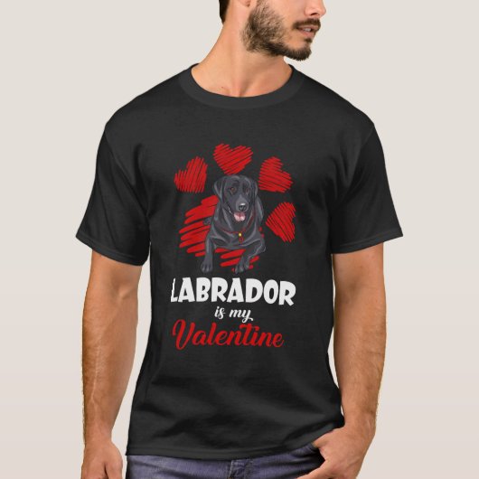 Black Labrador is mijn Valentijnsdag liefde hart h T-shirt (Voorkant)