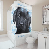 Black Labrador Kerst - Gepersonaliseerd zwart lab Douchegordijn (In situ)