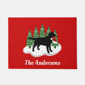 Black Labrador-kerstboombomen Deurmat (Voorkant)