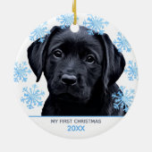 Black Labrador Kerstcute Pet Puppy Dog Keramisch Ornament (Achterkant)