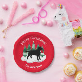 Black Labrador-kerstEvergreen Papieren Bordje (Feest)