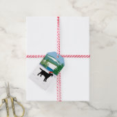Black Labrador KerstEvergreen Santa Hat Cadeaulabel (Met Touw)