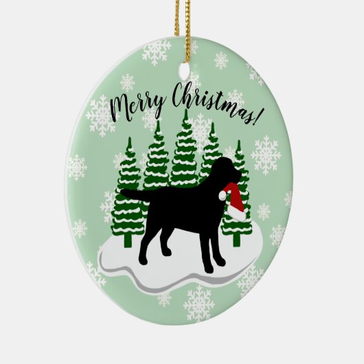 Black Labrador-kerstEvergreen Snowflakes Keramisch Ornament (Rechts)