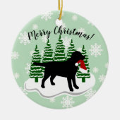 Black Labrador-kerstEvergreen Snowflakes Keramisch Ornament (Voorkant)