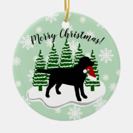 Black Labrador-kerstEvergreen Snowflakes Keramisch Ornament