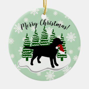 Black Labrador-kerstEvergreen Snowflakes Keramisch Ornament