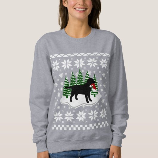 Black Labrador-kerstEvergreen Snowflakes Trui (Voorkant)