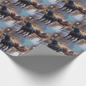 Black Labrador Kerstfeest Seizoen Cadeaupapier (Hoek)