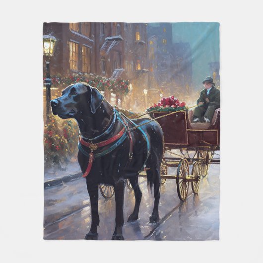 Black Labrador Kerstfeest Seizoen Fleece Deken (Voorkant)