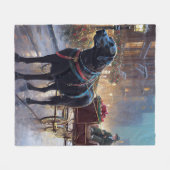 Black Labrador Kerstfeest Seizoen Fleece Deken (Voorkant (Horizontaal))