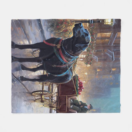 Black Labrador Kerstfeest Seizoen Fleece Deken (Voorkant (Horizontaal))