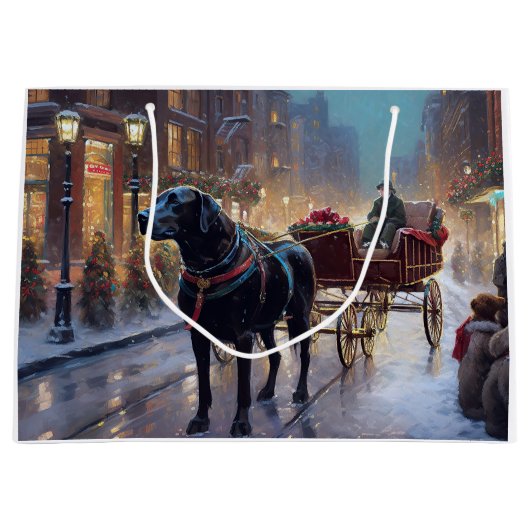 Black Labrador Kerstfeest Seizoen Groot Cadeauzakje (Voorkant)