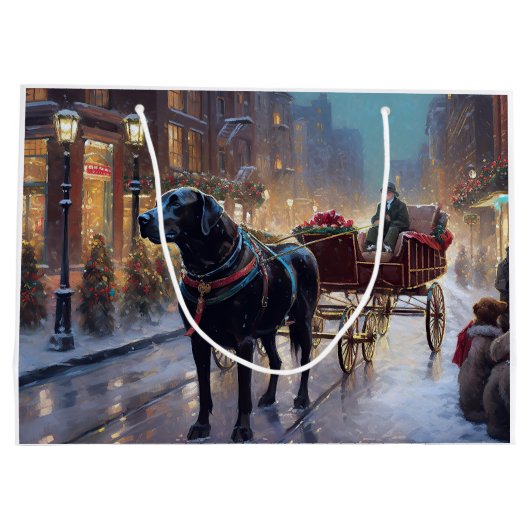 Black Labrador Kerstfeest Seizoen Groot Cadeauzakje (Achterkant)