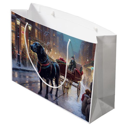 Black Labrador Kerstfeest Seizoen Groot Cadeauzakje (Achterkant Gekanteld)