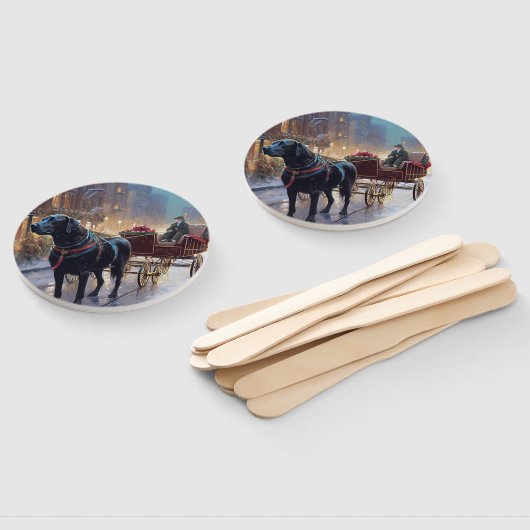 Black Labrador Kerstfeest Seizoen Handwaaier (Niet-gemonteerd)