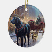 Black Labrador Kerstfeest Seizoen Keramisch Ornament (Links)