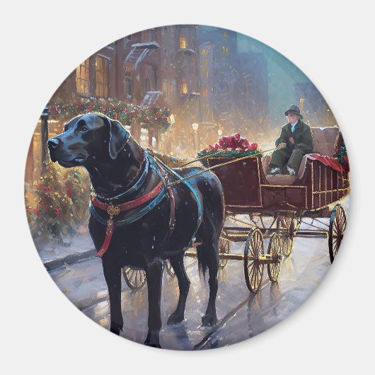 Black Labrador Kerstfeest Seizoen Magneet (Voorkant)