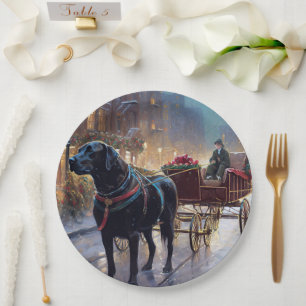 Black Labrador Kerstfeest Seizoen Papieren Bordje