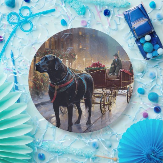 Black Labrador Kerstfeest Seizoen Papieren Bordje (Feest)