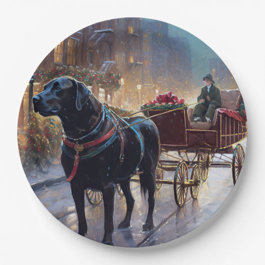Black Labrador Kerstfeest Seizoen Papieren Bordje (Voorkant)