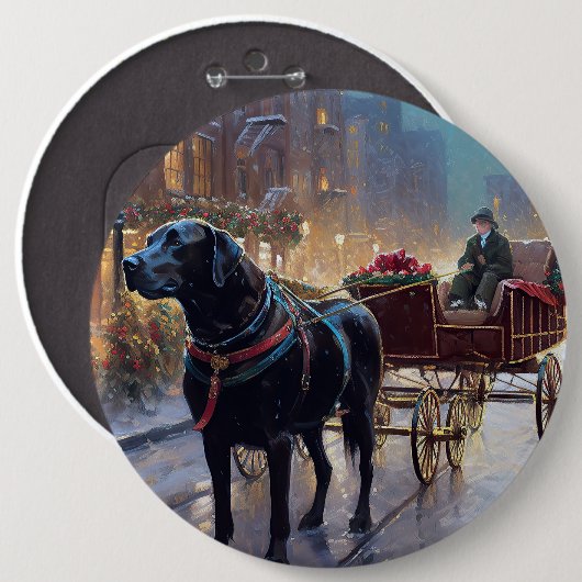 Black Labrador Kerstfeest Seizoen Ronde Button 6,0 Cm (Voorkant /achterkant)