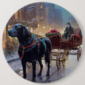 Black Labrador Kerstfeest Seizoen Ronde Button 6,0 Cm (Voorkant)