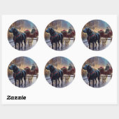 Black Labrador Kerstfeest Seizoen Ronde Sticker (Vel)