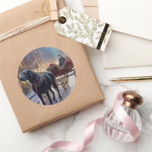 Black Labrador Kerstfeest Seizoen Ronde Sticker