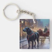 Black Labrador Kerstfeest Seizoen Sleutelhanger (Voorkant)