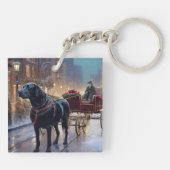 Black Labrador Kerstfeest Seizoen Sleutelhanger (Achterkant)