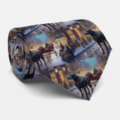 Black Labrador Kerstfeest Seizoen Stropdas (Opgerold)