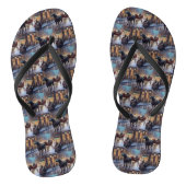 Black Labrador Kerstfeest Seizoen Teenslippers (Voetbed)