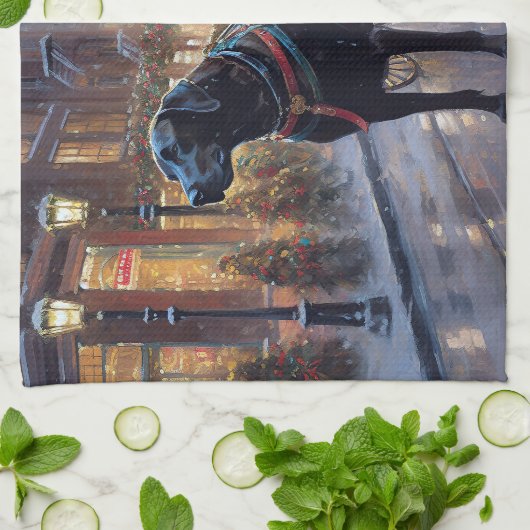 Black Labrador Kerstfeest Seizoen Theedoek (Gevouwen)