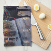 Black Labrador Kerstfeest Seizoen Theedoek (Quarter Fold)