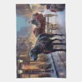 Black Labrador Kerstfeest Seizoen Theedoek (Verticaal)