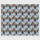 Black Labrador Kerstfeest Sneeuwscène Cadeaupapier (Vlak)