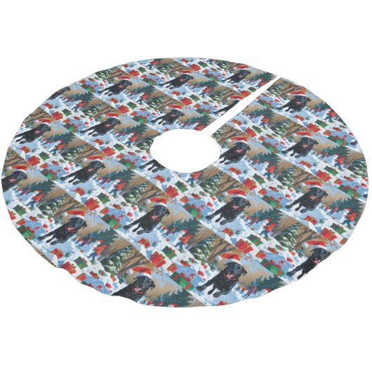 Black Labrador Kerstfeest Sneeuwscène Kerstboom Rok (Gekanteld)