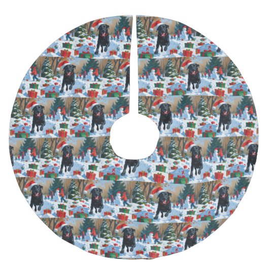 Black Labrador Kerstfeest Sneeuwscène Kerstboom Rok (Voorkant)