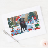 Black Labrador Kerstfeest Sneeuwscène Rechthoekige Sticker (Envelop)